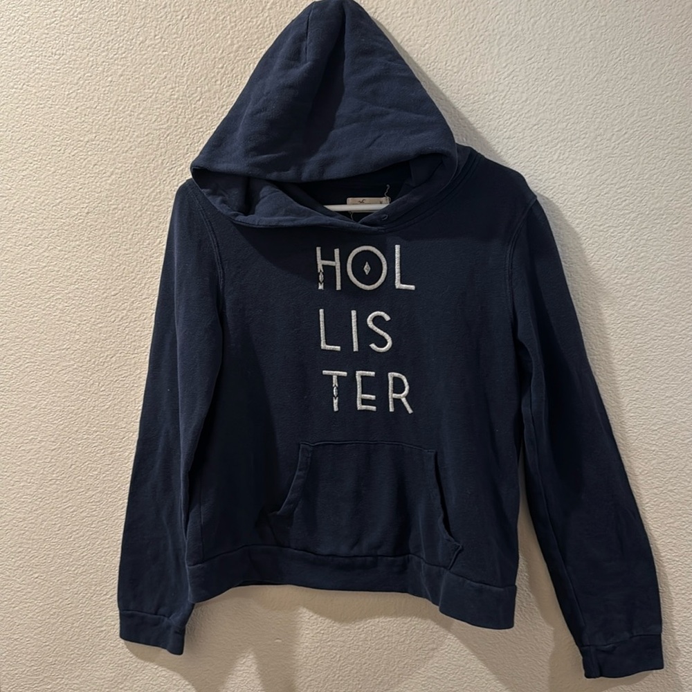 Hollister Navy Blue Pullover Hoodie M Medium